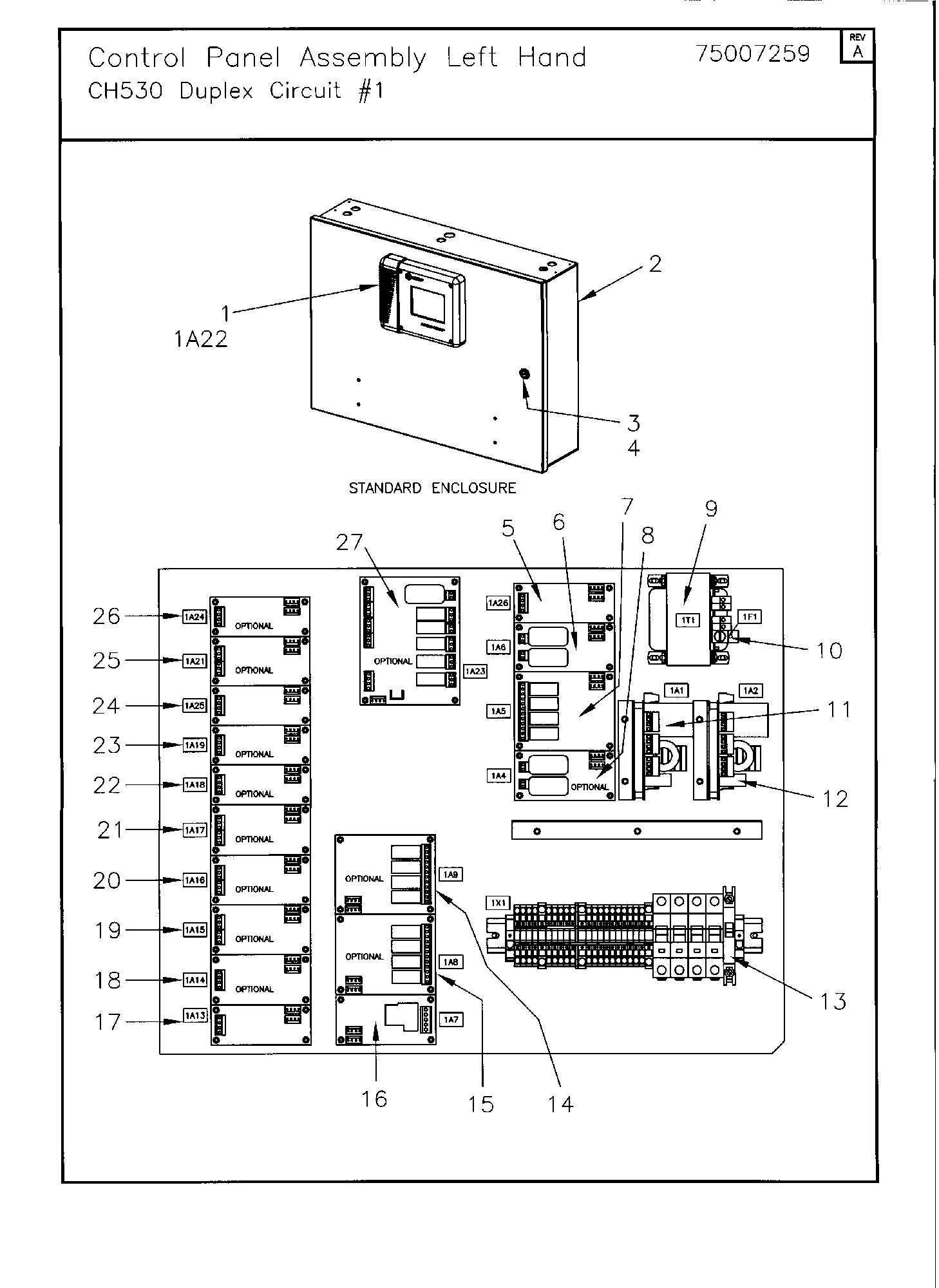Terminal Board Detail 1X1 75007794 CONTROL PANEL LEFT HAND | CONTROL PANEL RIGHT HAND